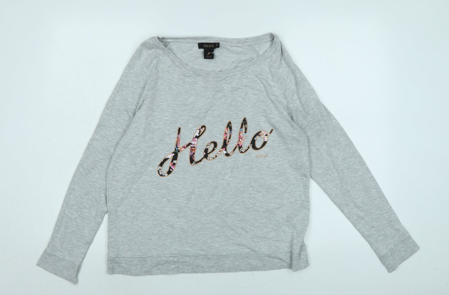 Oasis Womens Grey Polyester Pullover Sweatshirt Size XS - Logo