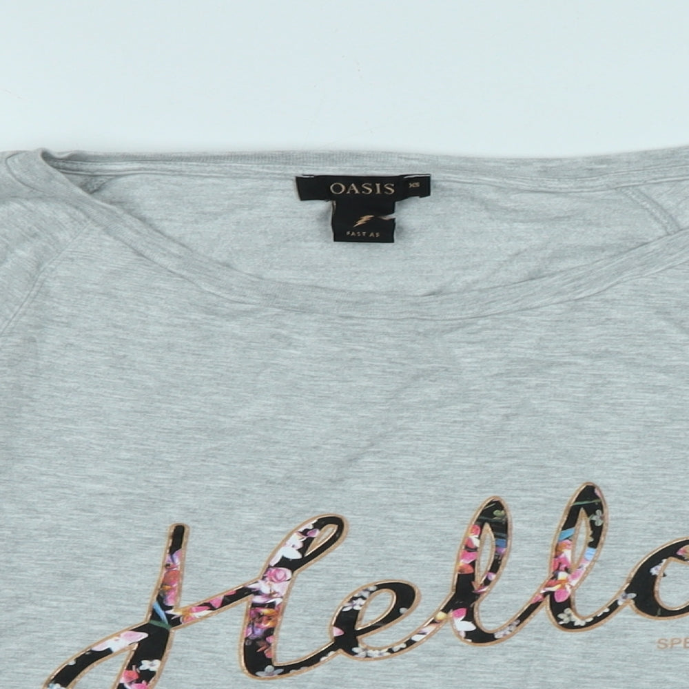 Oasis Womens Grey Polyester Pullover Sweatshirt Size XS - Logo