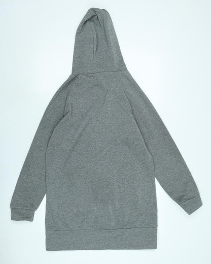 Back view of Ellesse women’s grey polyester pullover hoodie, size 2XL, - logo