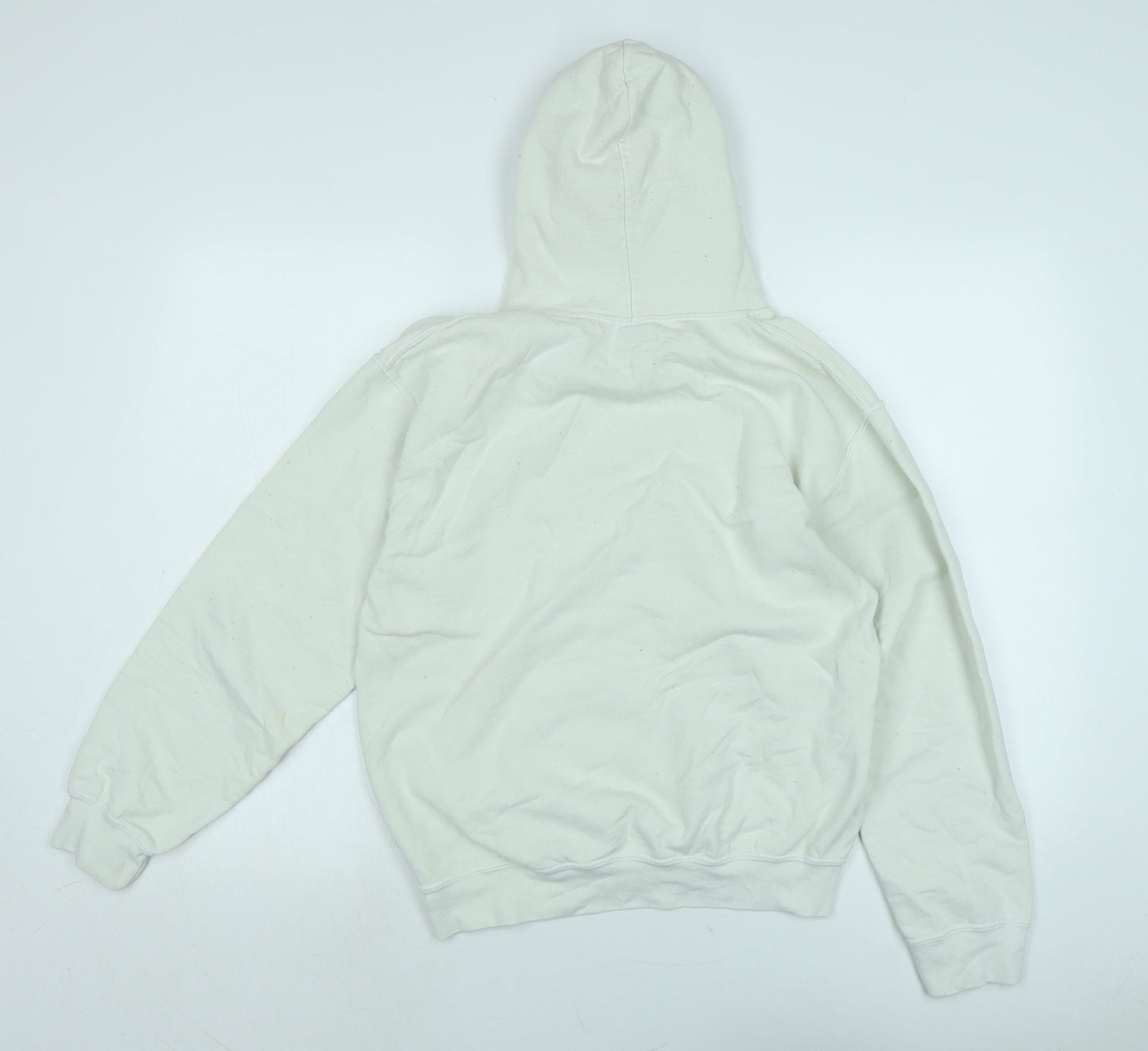 Gilden Mens Ivory Cotton Pullover Hoodie Size S