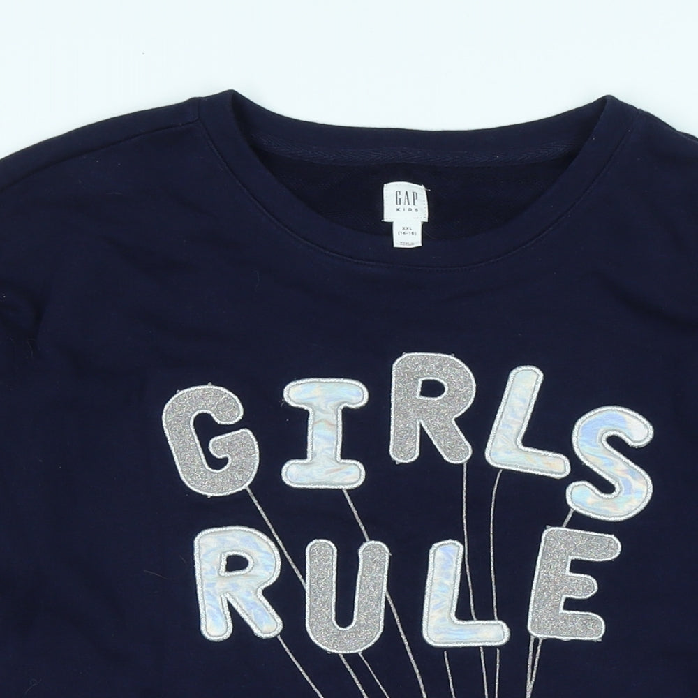 Gap Girls Blue Polyester Pullover Sweatshirt Size 2XL - Logo