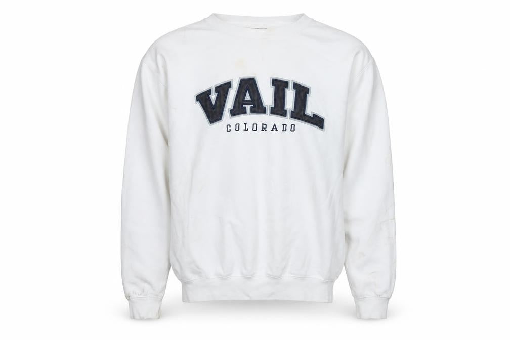 Vail Mens White Polyester Pullover Sweatshirt Size L - Logo