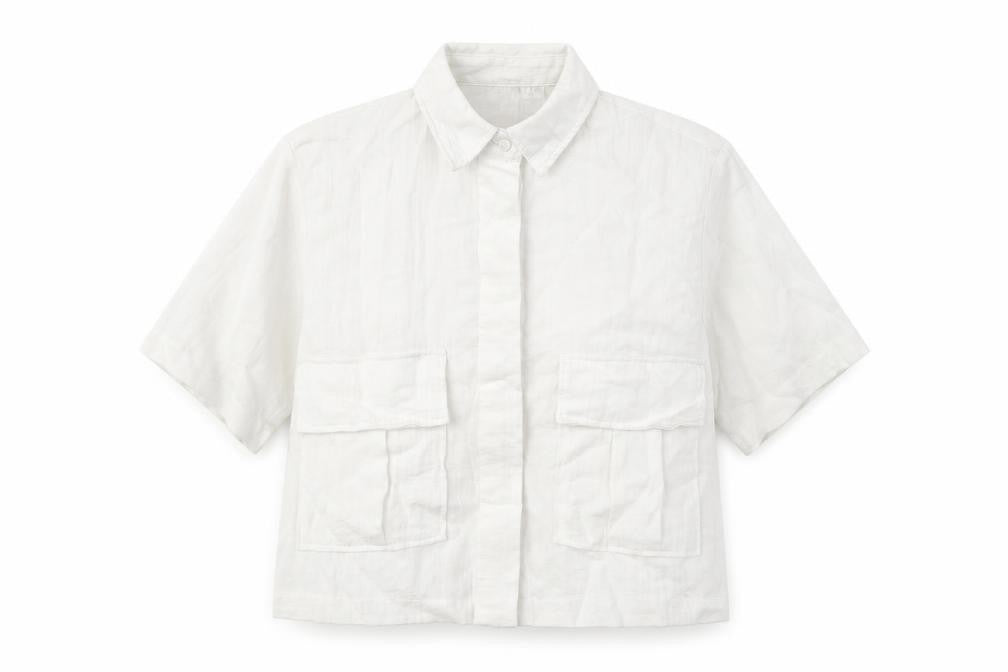 H&M Women's White XS Button-Up Short Sleeve Shirt