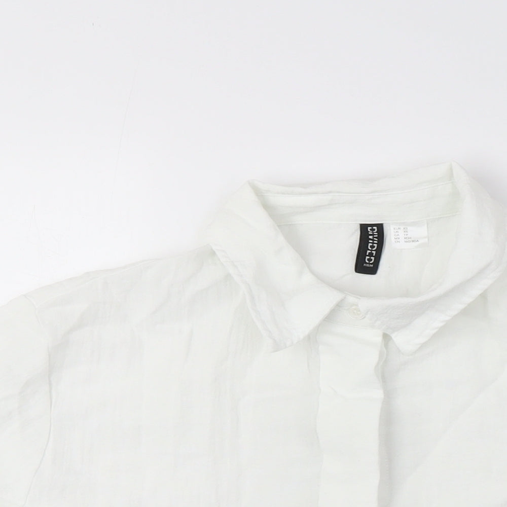 H&M Women's White XS Button-Up Short Sleeve Shirt