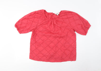 Marks & Spencer Women's Pink Blouse M Lace Short Sleeve
