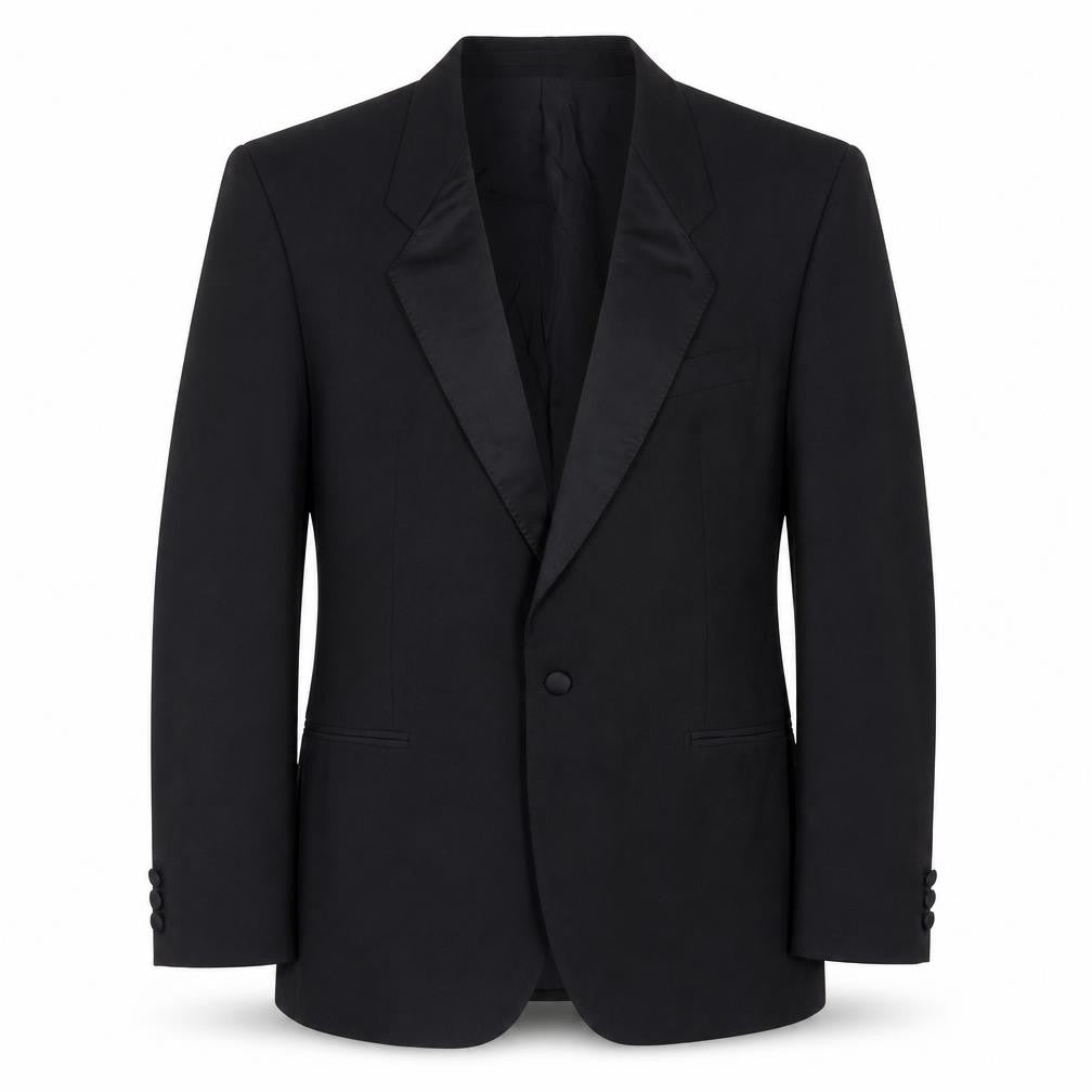 Pinstripe Mens Black Wool Tuxedo Suit Jacket Size 44 Regular