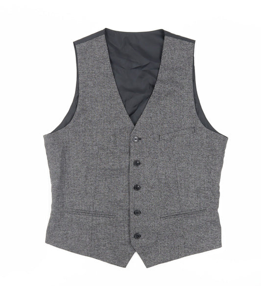 H&M Mens Grey Polyester Jacket Suit Waistcoat Size 42 Regular