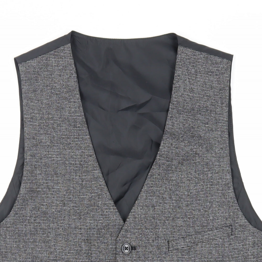 H&M Mens Grey Polyester Jacket Suit Waistcoat Size 42 Regular