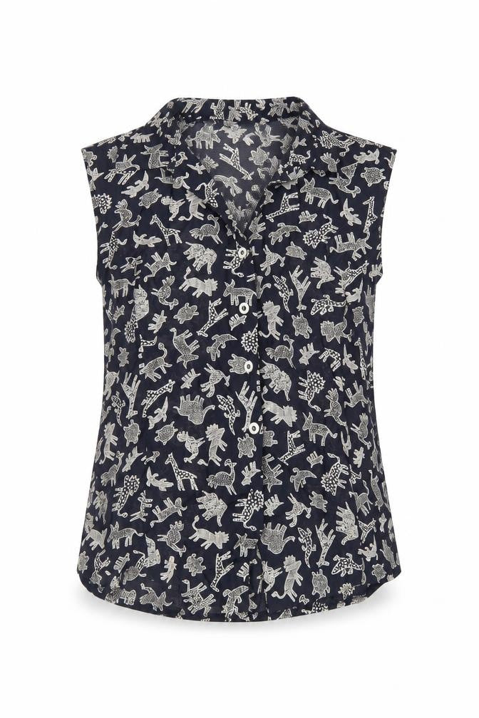 Gerry Weber Womens Blue Geometric Viscose Basic Button-Up Size 6 Collared - Sheer