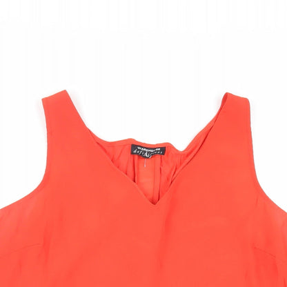 Warehouse Womens Red Polyester Basic Tank Size 14 V-Neck