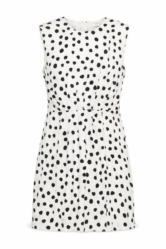 Mango Womens White Animal Print Polyester Shift Size XL Round Neck Zip - Lined