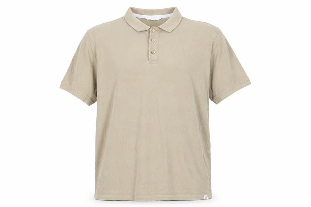 One Earth Mens Beige Cotton Polo Size XL Collared Button