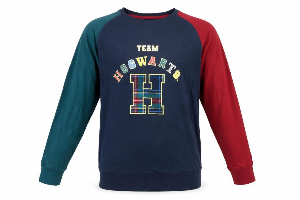 Marks & Spencer Mens Blue Colourblock Cotton T-Shirt Size M Crew Neck - Harry Potter Hogwarts