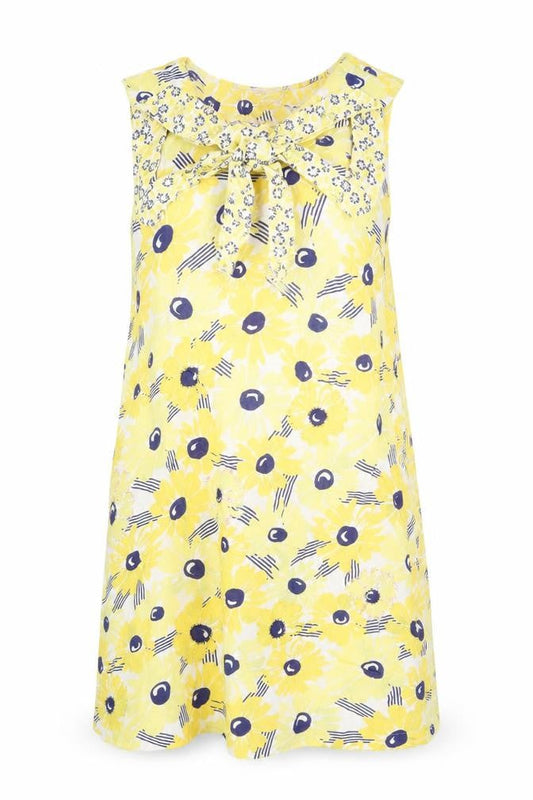 River Island Womens Yellow Floral Viscose Mini Size 8 Round Neck Zip - Beaded