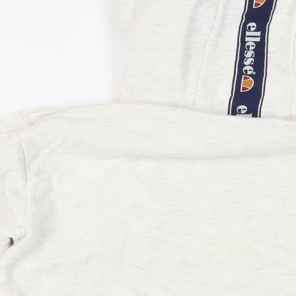 Brand and care label for Ellesse women’s grey cotton pullover hoodie, size UK 10, pullover - logo