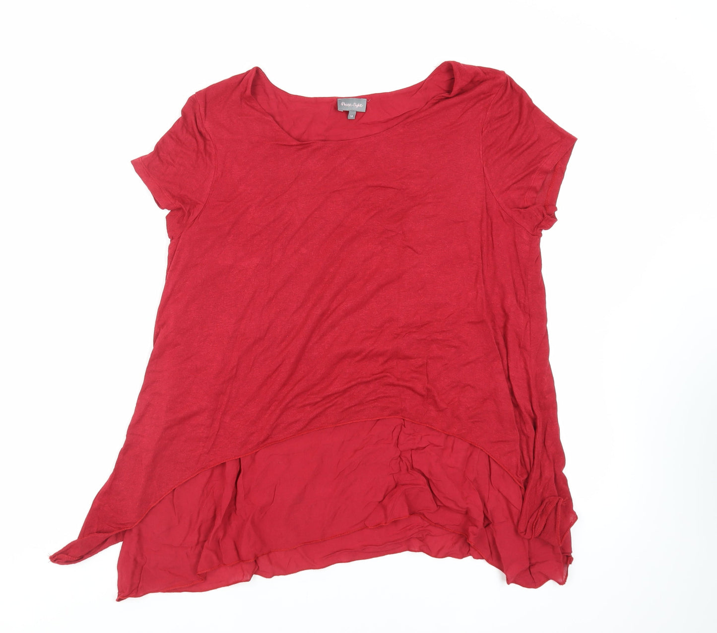 Phase Eight Womens Red Viscose Basic T-Shirt Size 14 Boat Neck