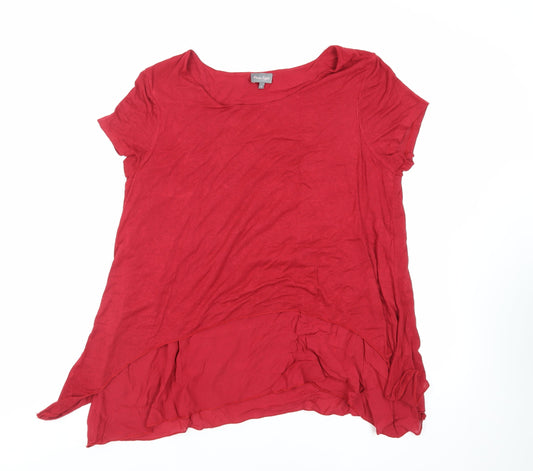 Phase Eight Womens Red Viscose Basic T-Shirt Size 14 Boat Neck