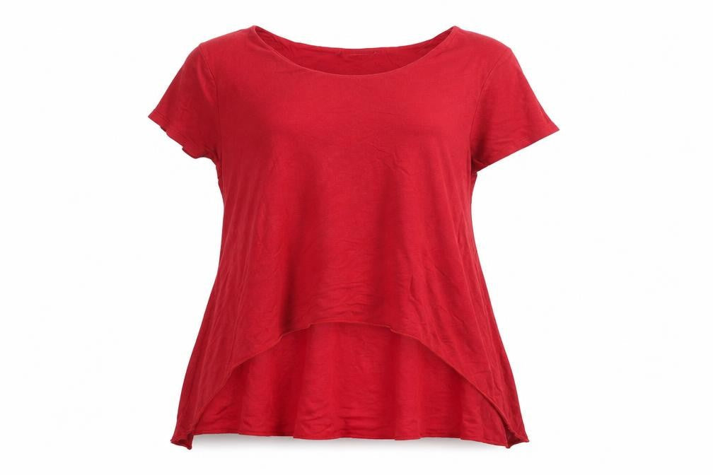 Phase Eight Womens Red Viscose Basic T-Shirt Size 14 Boat Neck