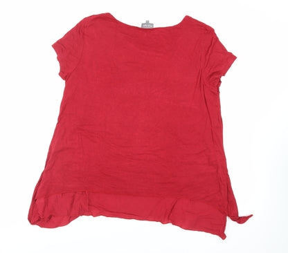 Phase Eight Womens Red Viscose Basic T-Shirt Size 14 Boat Neck