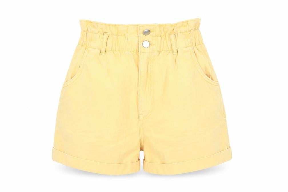 H&M Womens Orange Cotton Paperbag Shorts Size 8 L4 in Regular Zip - Elasticated Waist