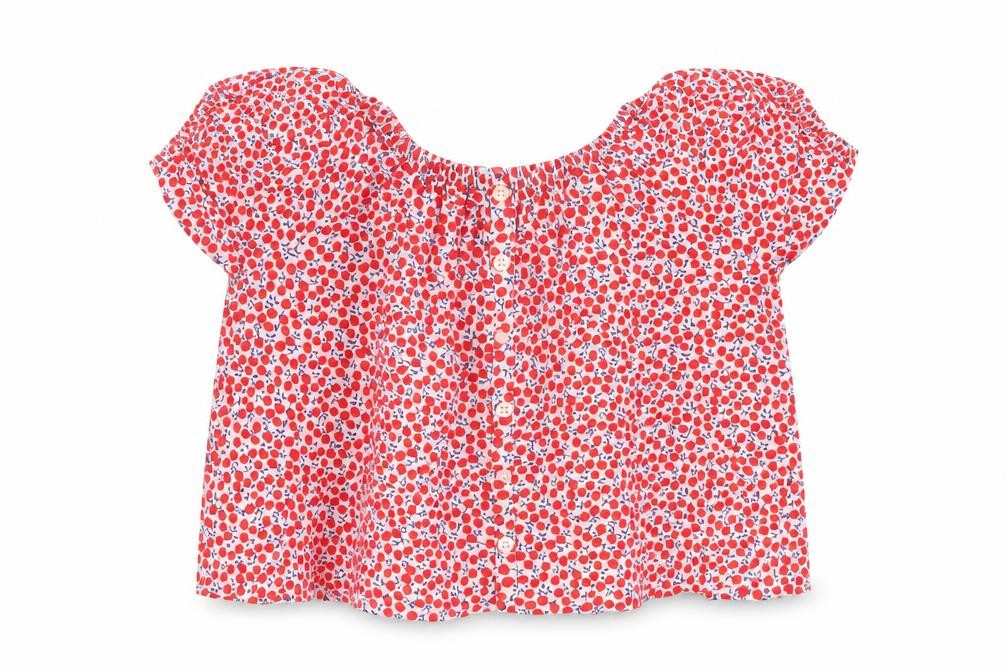 NEXT Girls Red Geometric Viscose Basic Blouse Size 12 Years Off the Shoulder Pullover