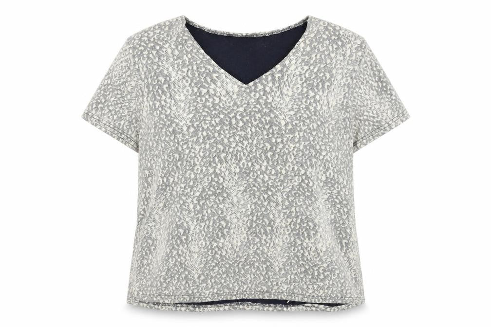 Bonmarché Womens Beige Animal Print Polyester Basic Blouse Size L V-Neck - Shoulder Pads