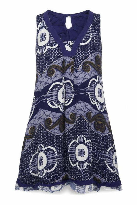 Next Womens Blue Paisley Viscose A-Line Size 10 Square Neck Pullover