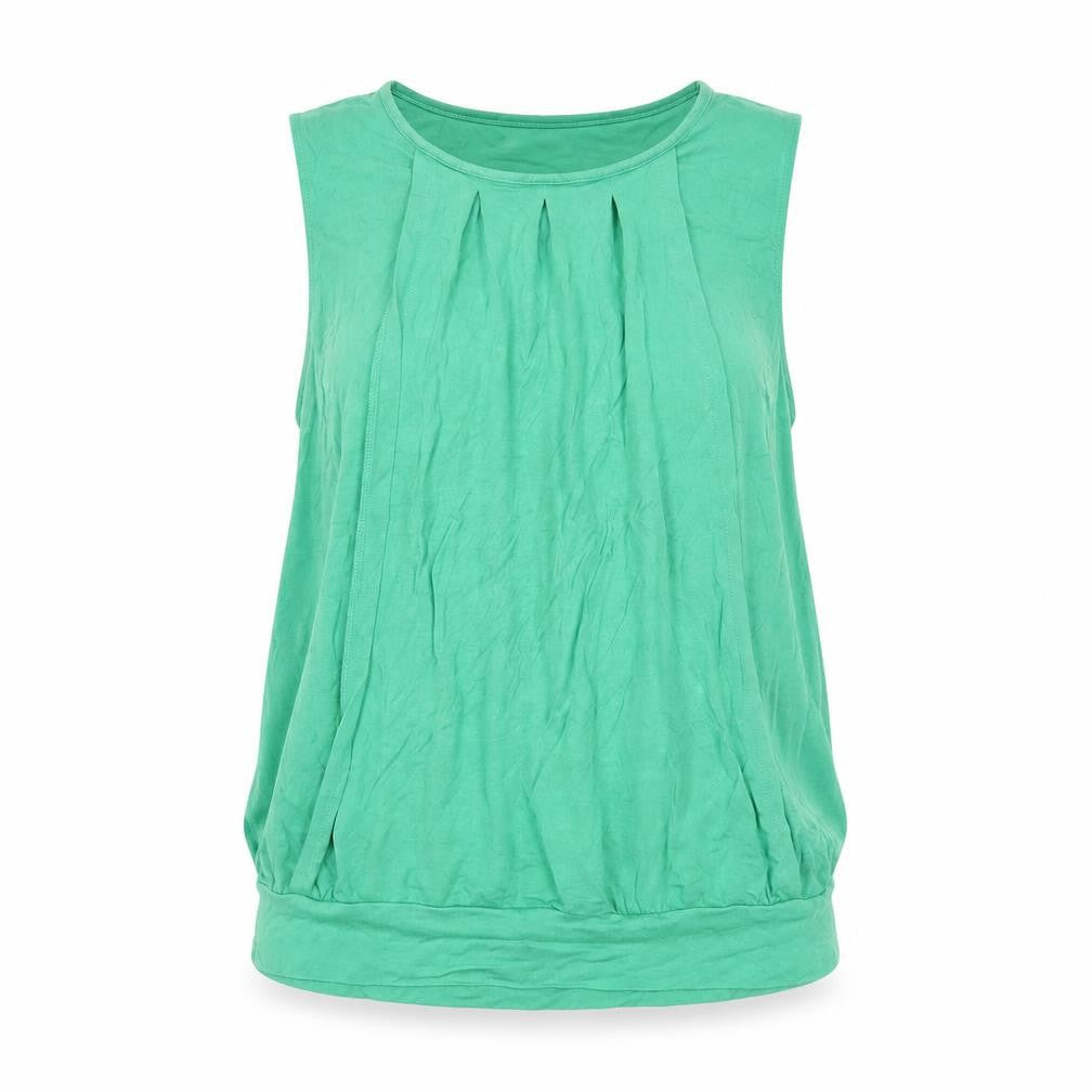 JoJo Maman Bébé Womens Green Viscose Basic Blouse Size S Round Neck - Front Pleat Detail