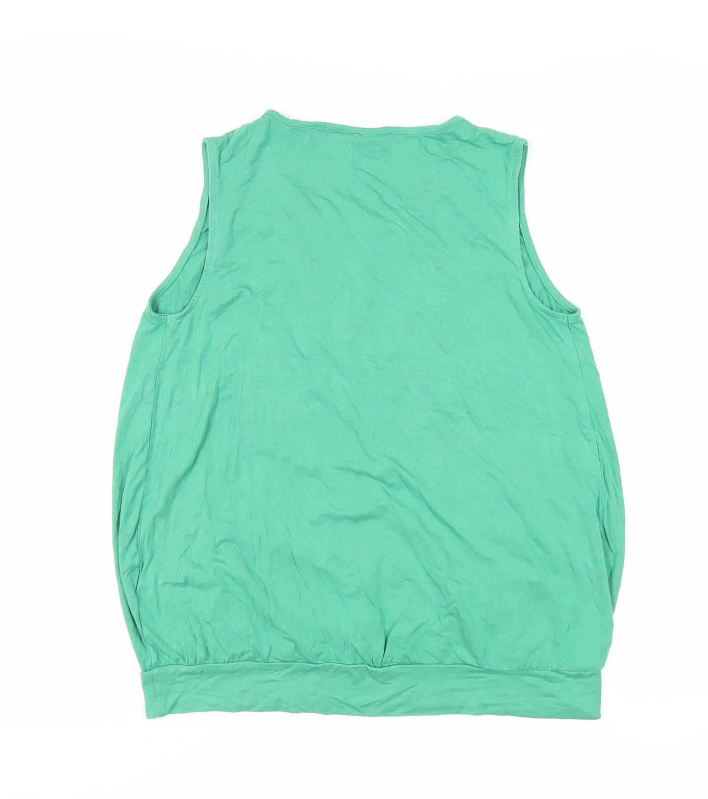 JoJo Maman Bébé Womens Green Viscose Basic Blouse Size S Round Neck - Front Pleat Detail
