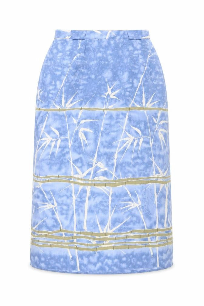Bonmarché Womens Blue Geometric Polyester Flare Skirt Size 14 Zip