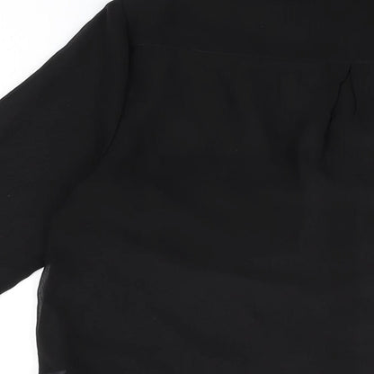 Stradivarius Womens Black Polyester Basic Button-Up Size M Collared - Beaded Collar