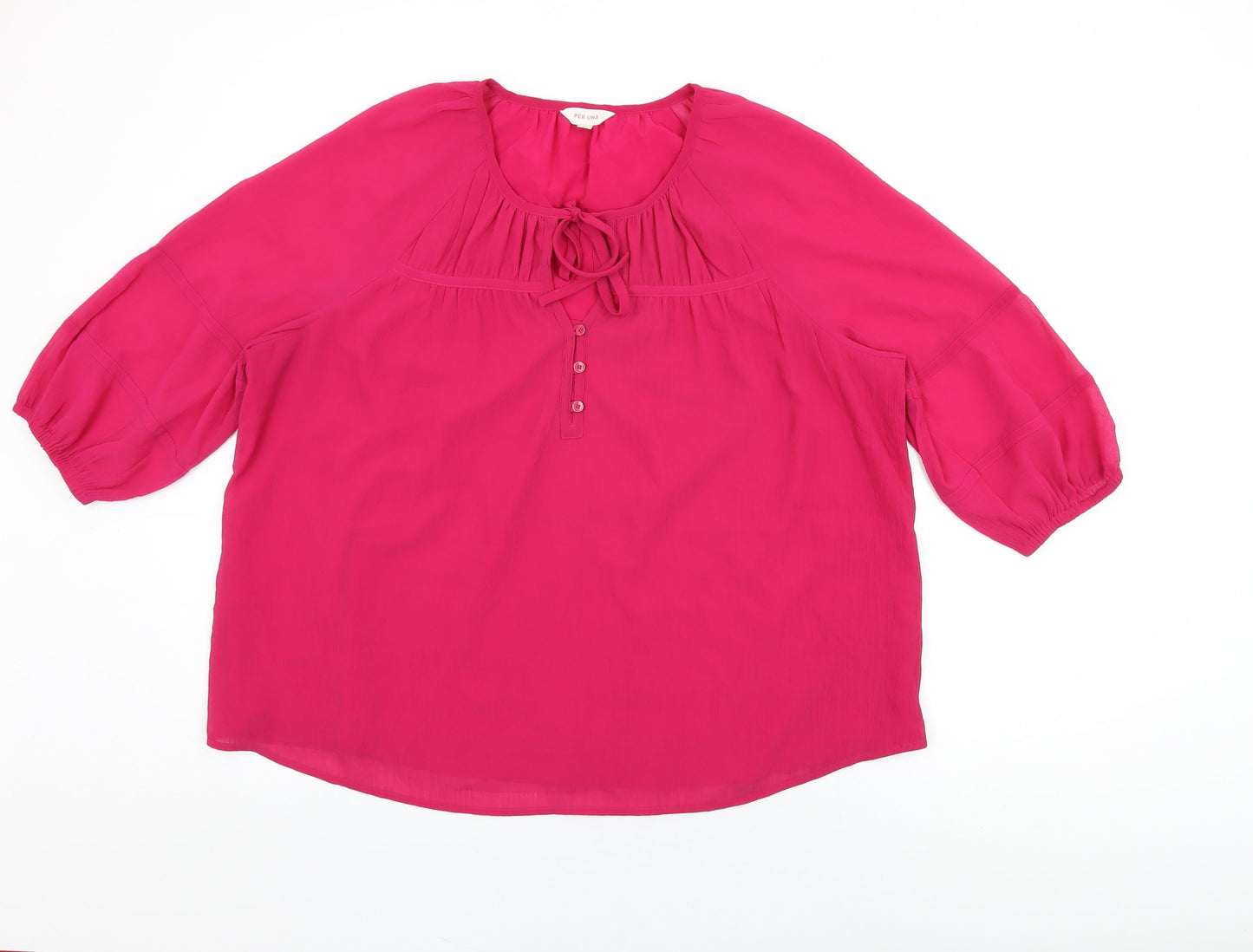 Per Una Womens Pink Polyester Basic Blouse Size 16 Round Neck