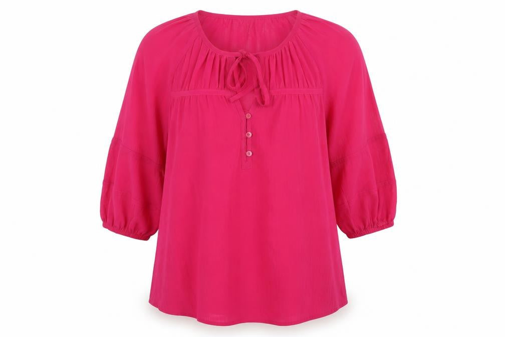 Per Una Womens Pink Polyester Basic Blouse Size 16 Round Neck