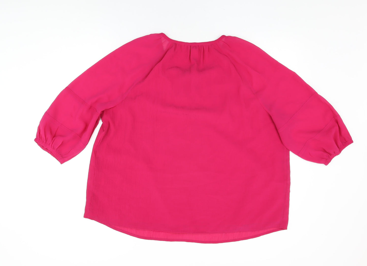 Per Una Womens Pink Polyester Basic Blouse Size 16 Round Neck