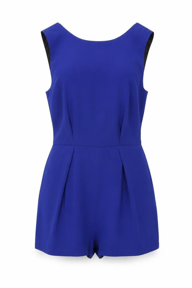 Topshop Womens Blue Polyester Playsuit One-Piece Size 10 L3 in Zip