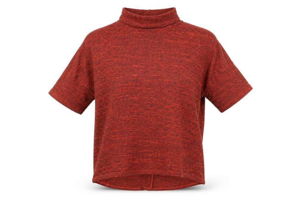 River Island Womens Red Viscose Basic T-Shirt Size 8 Roll Neck