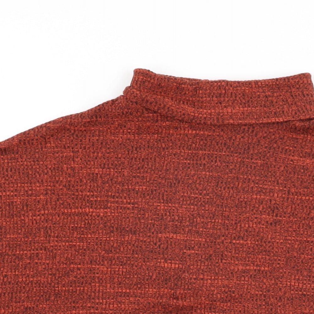 River Island Womens Red Viscose Basic T-Shirt Size 8 Roll Neck