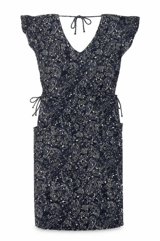 NEXT Womens Blue Floral Cotton Shift Size 8 V-Neck Tie