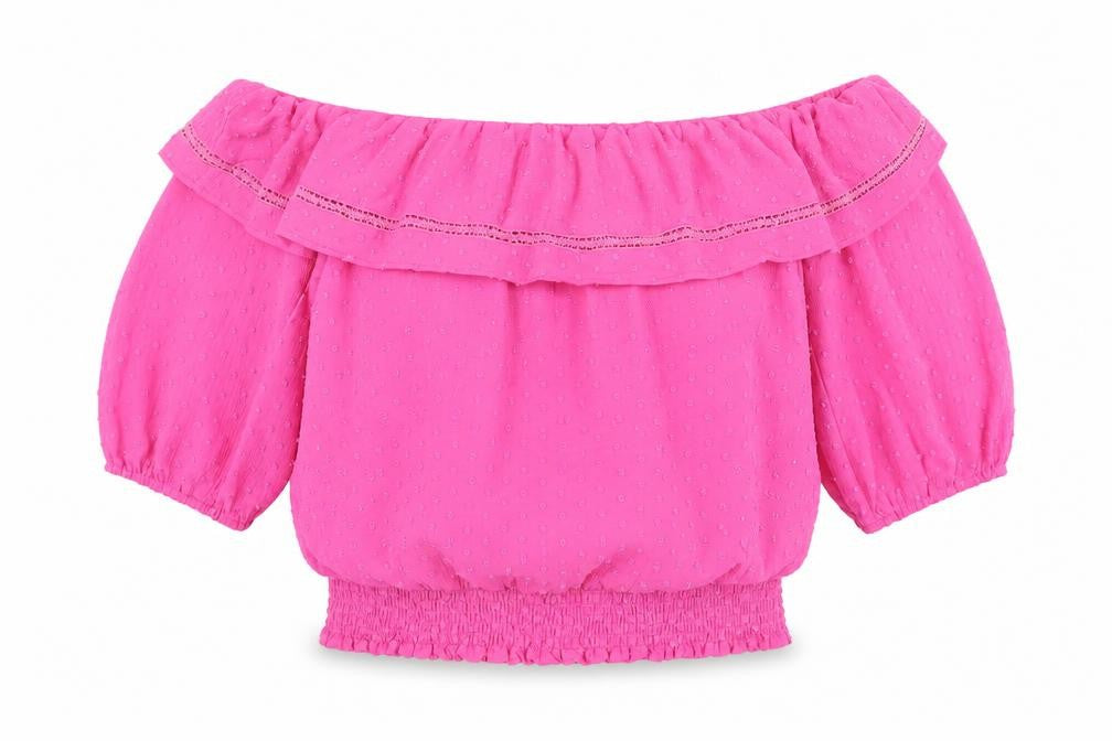 Love & Roses Womens Pink Polyester Basic Blouse Size 16 Scoop Neck - Frill Detail