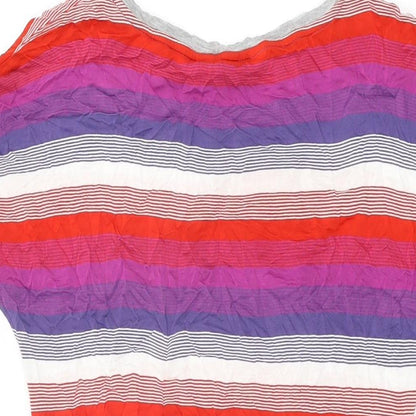 Brand and care label for Autograph women’s multicoloured striped viscose basic t-shirt, size UK 12, round neck