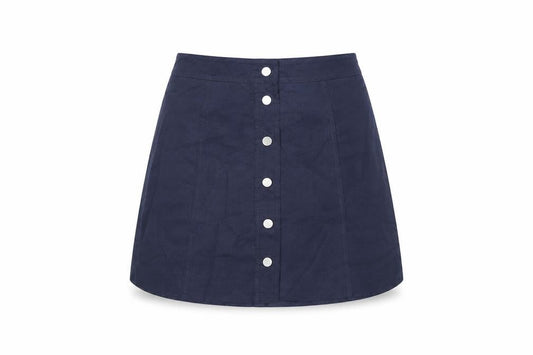 H&M Womens Blue Polyester Mini Skirt Size 8 Snap - Suede