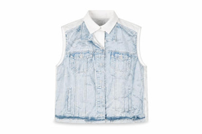 Zara Womens Blue Geometric Polyester Basic Button-Up Size S Collared - Denim Print