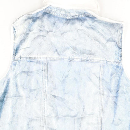 Zara Womens Blue Geometric Polyester Basic Button-Up Size S Collared - Denim Print
