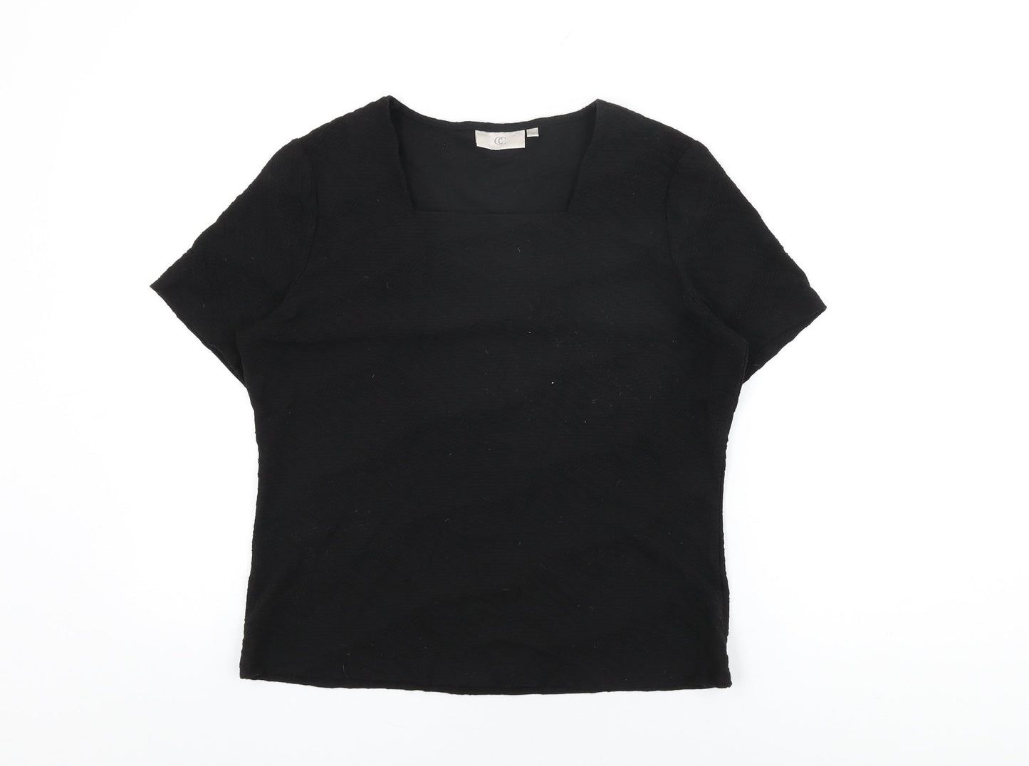 CC Womens Black Polyester Basic T-Shirt Size M Square Neck