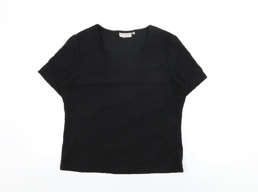 CC Womens Black Polyester Basic T-Shirt Size M Square Neck