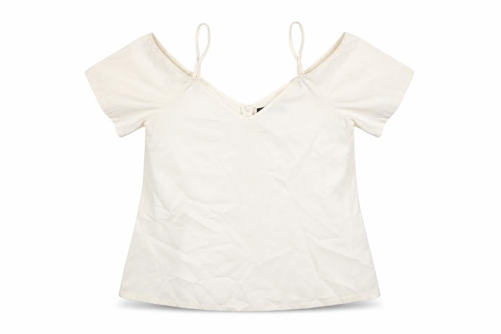 Boohoo Womens White Polyester Basic T-Shirt Size 12 V-Neck