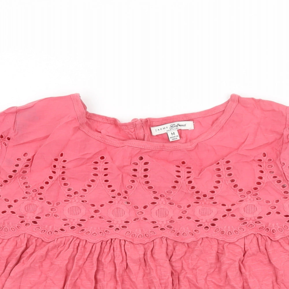 JACHS Girlfriend Womens Pink Cotton Basic T-Shirt Size M Round Neck