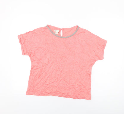 Monsoon Womens Pink Polyester Basic T-Shirt Size 14 Round Neck