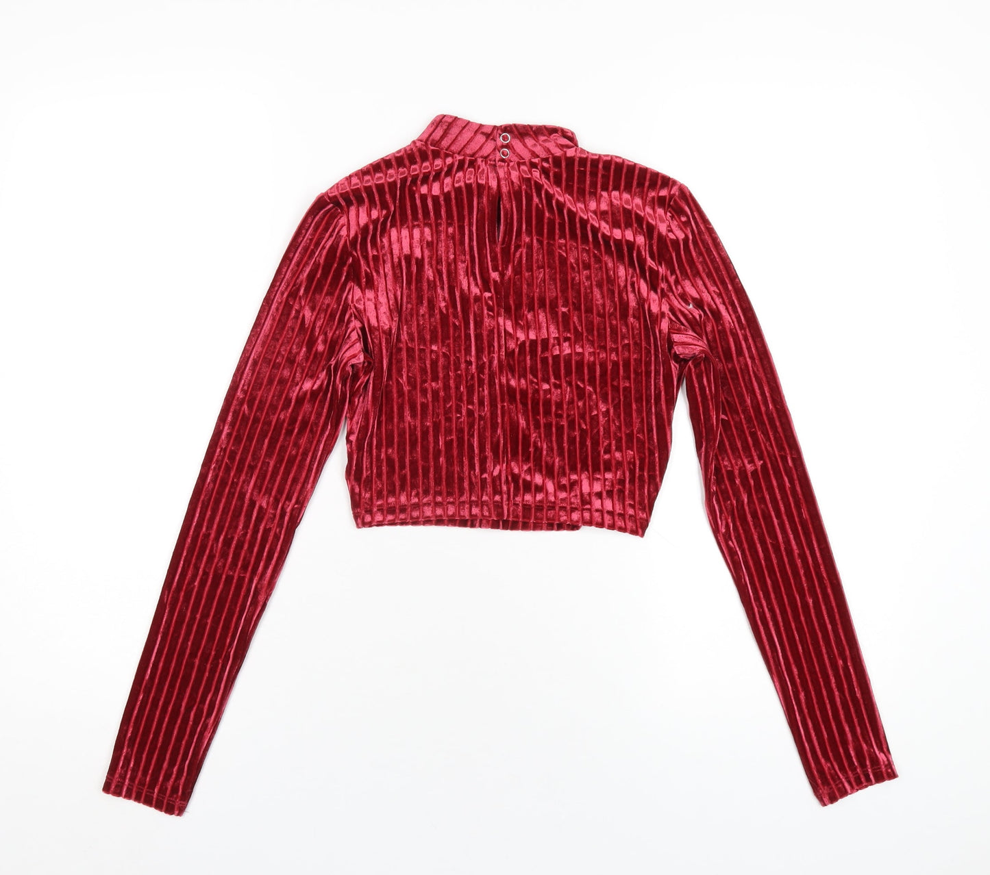 H&M Womens Red Polyester Cropped T-Shirt Size XS Mock Neck