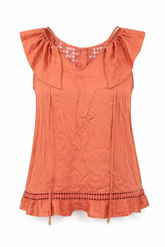 Per Una Womens Orange Polyester Basic T-Shirt Size 10 V-Neck